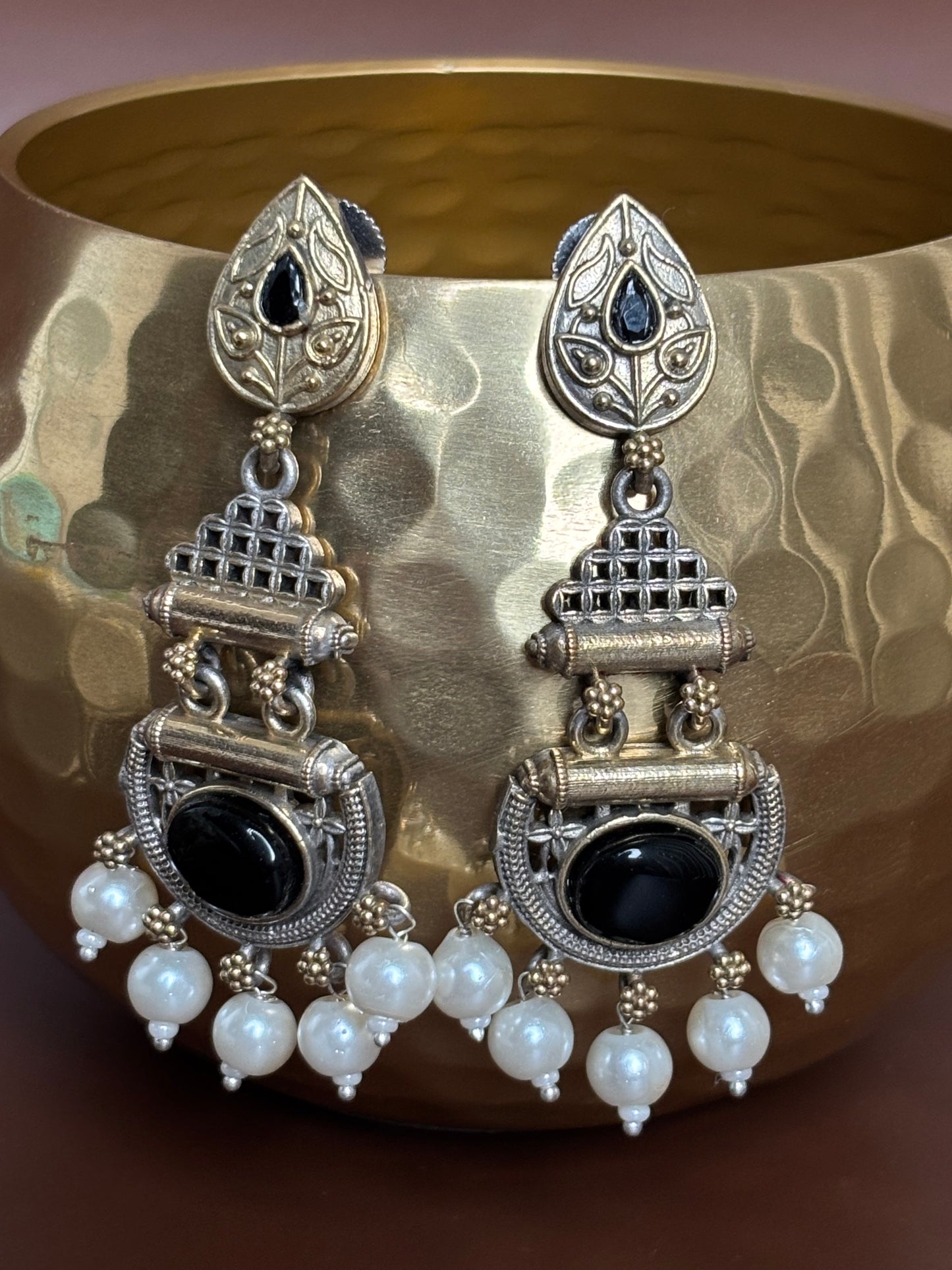Yuvani Black Dual Tone Earrings