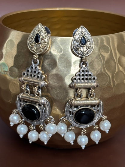 Yuvani Black Dual Tone Earrings