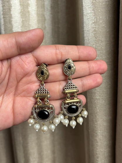 Yuvani Black Dual Tone Earrings