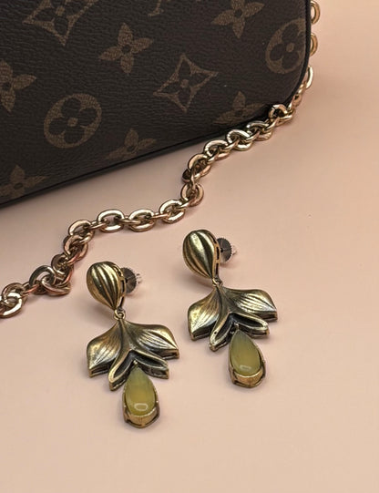 Riya Golden with Yellow stone earrings