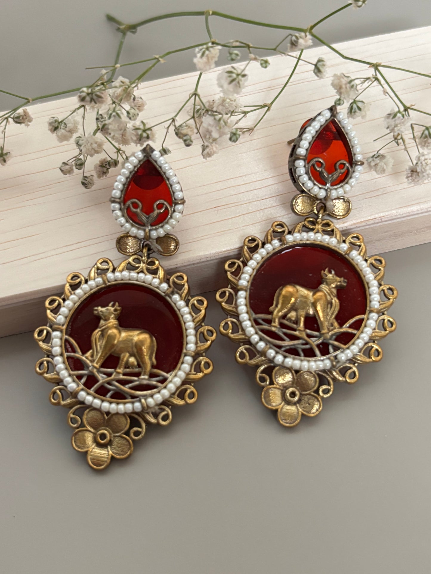 Mishti Red Cow Earrings