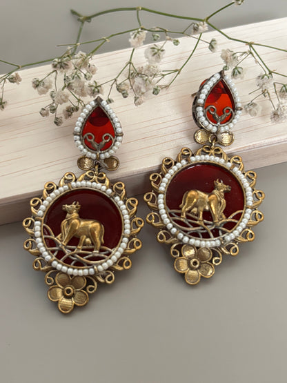 Mishti Red Cow Earrings
