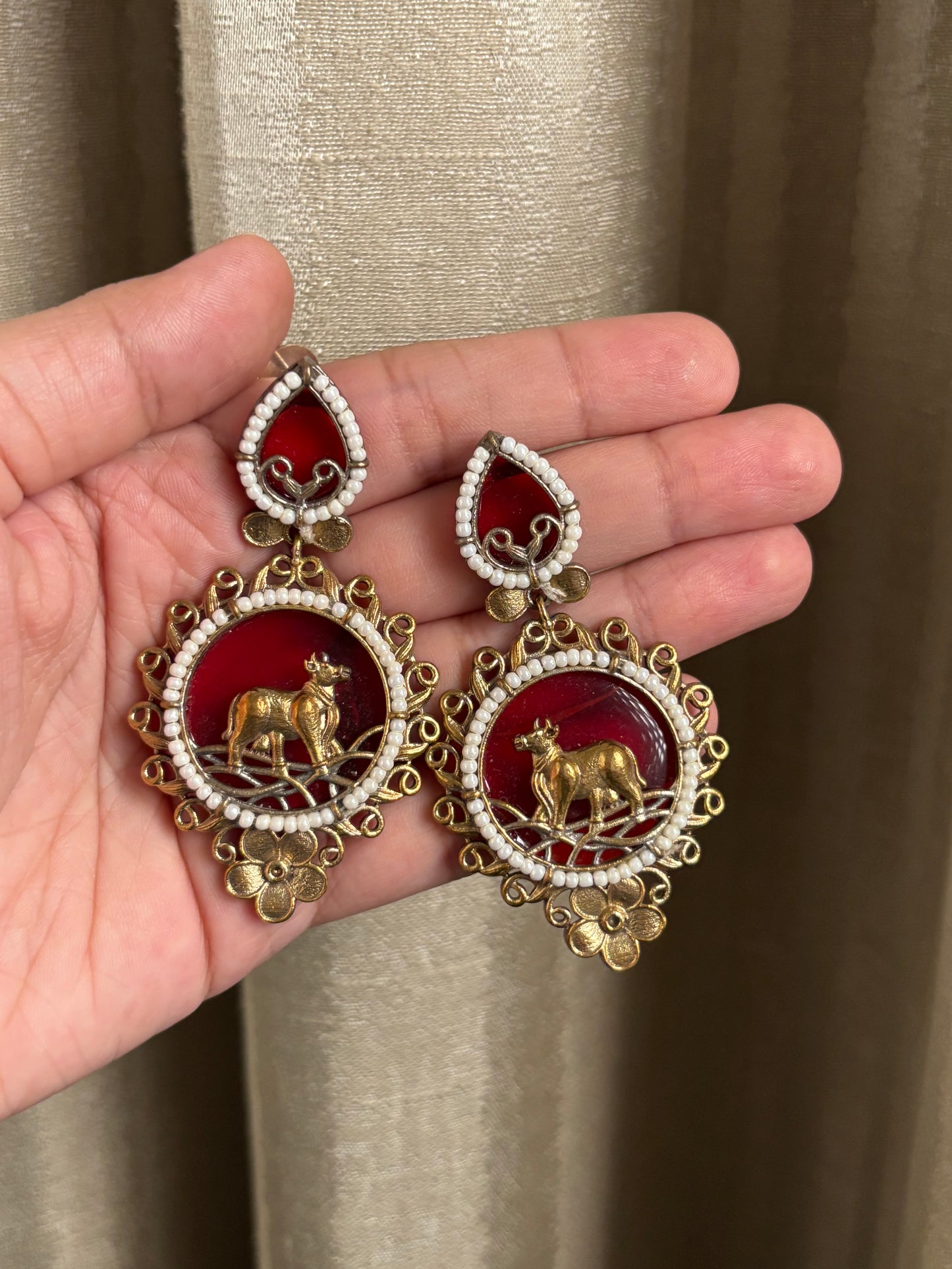 Mishti Red Cow Earrings