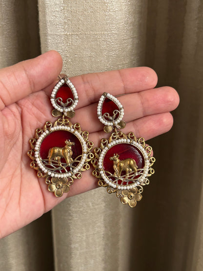 Mishti Red Cow Earrings