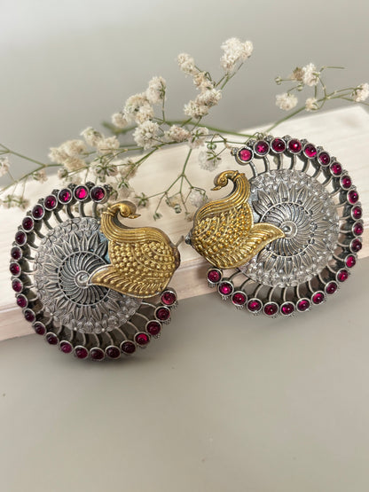 Gitika Peacock Big Pink Studs