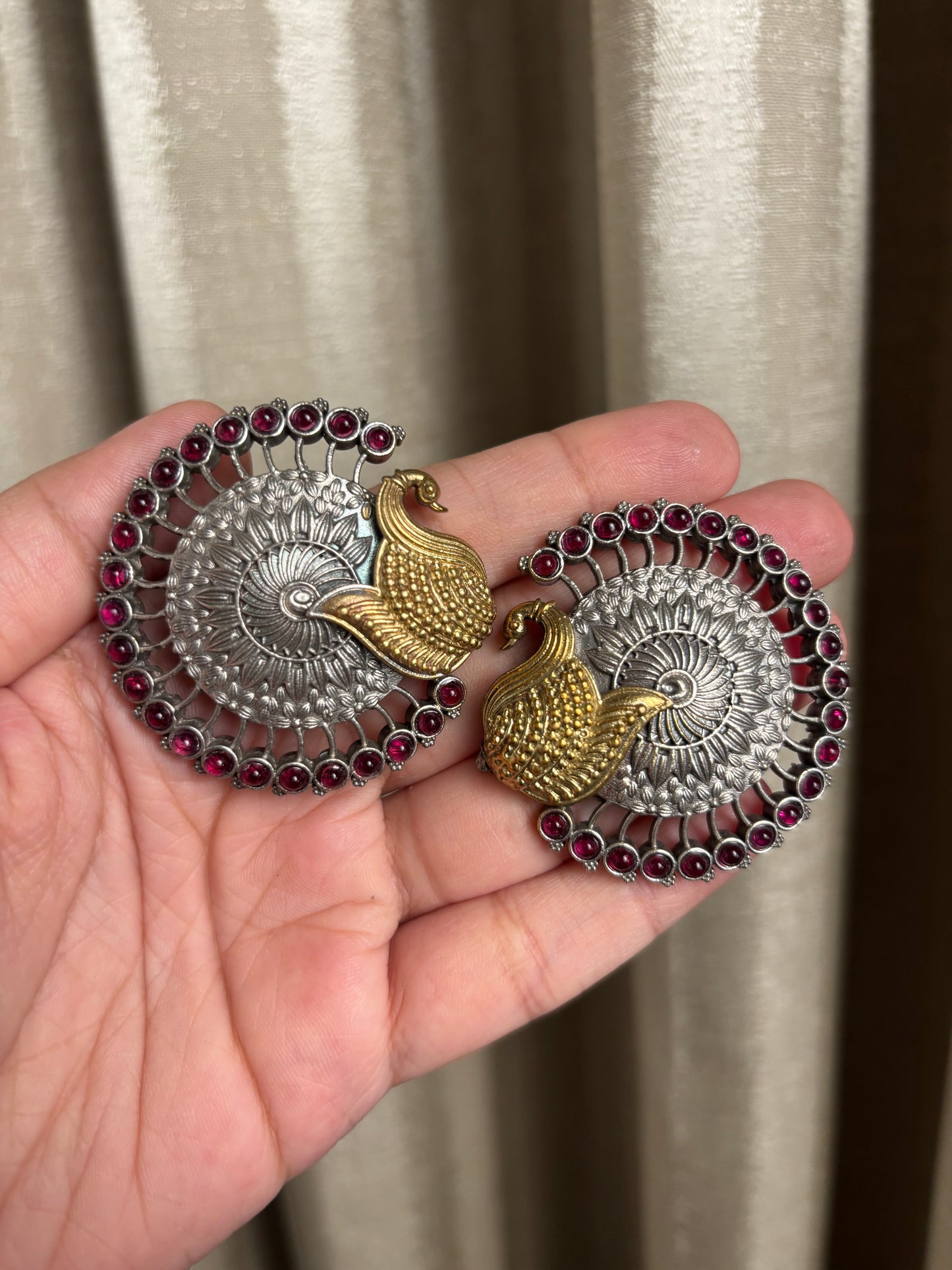 Gitika Peacock Big Pink Studs