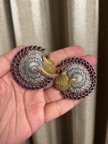 Gitika Peacock Big Pink Studs