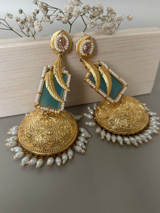 Ishani Blue Golden Long Jhumki