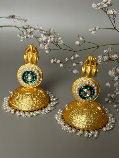 Shivangi Green & Golden Earrings