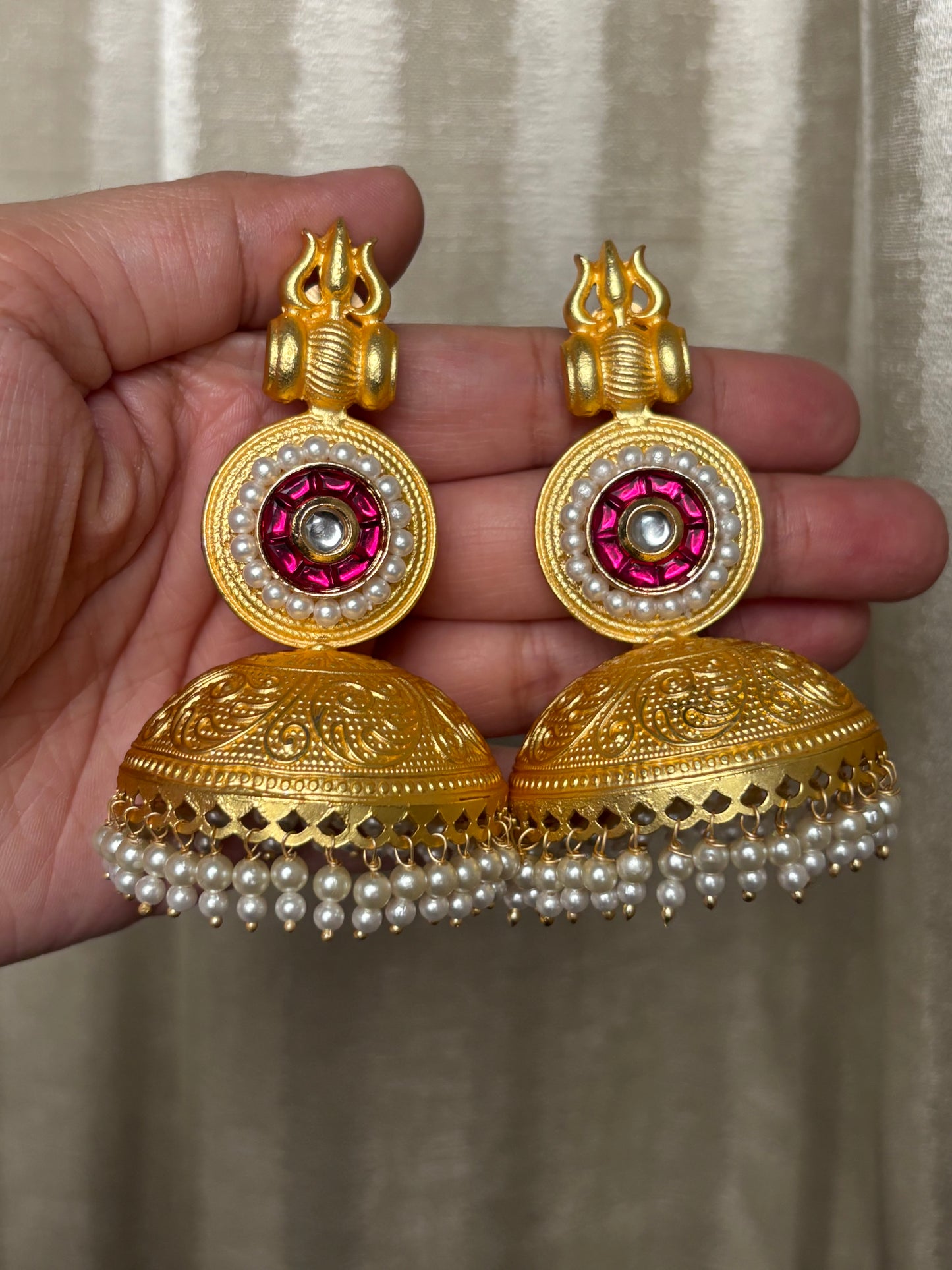 Shivangi Pink & Golden Earrings