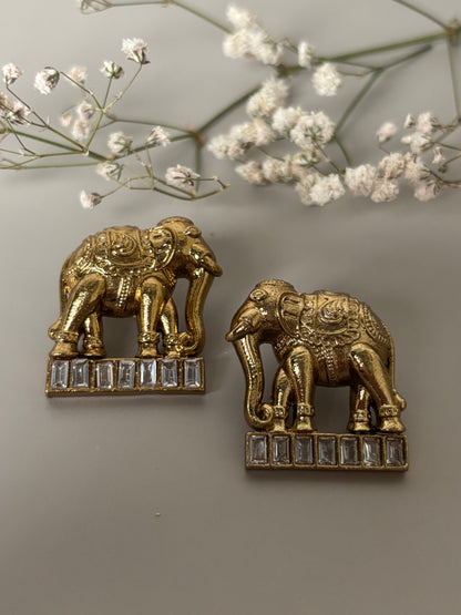Aashvi Golden Elephant Earrings