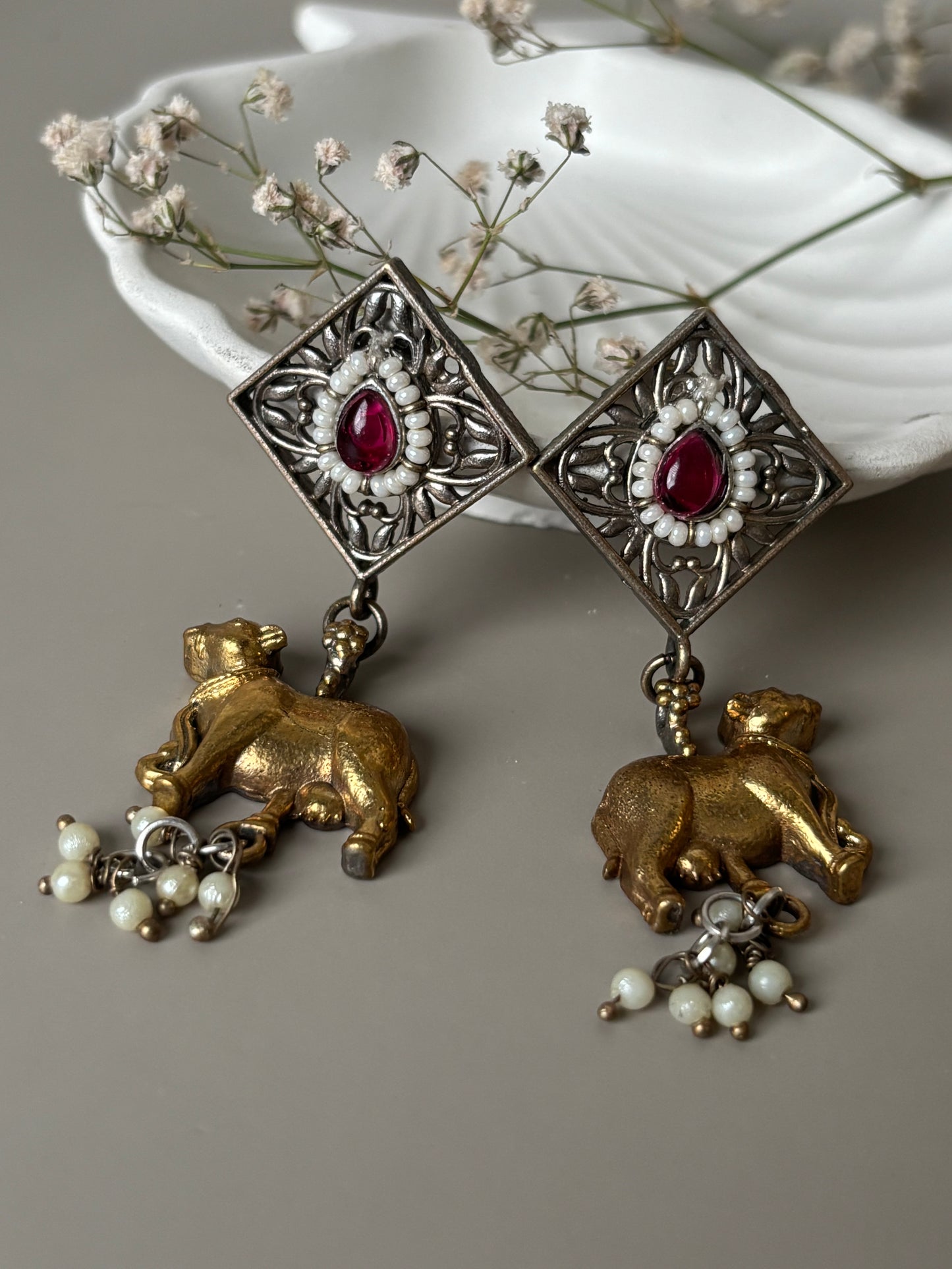 Nivedita Pink Dual Tone Earrings