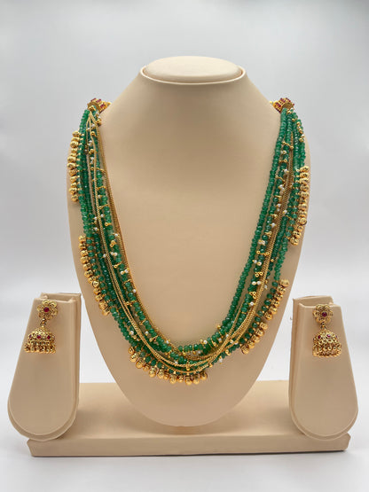 Dhriti Green Antique Multi Layered Necklace Set