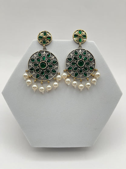 Samaira White Dual Tone Chandbali