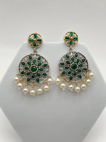 Samaira White Dual Tone Chandbali