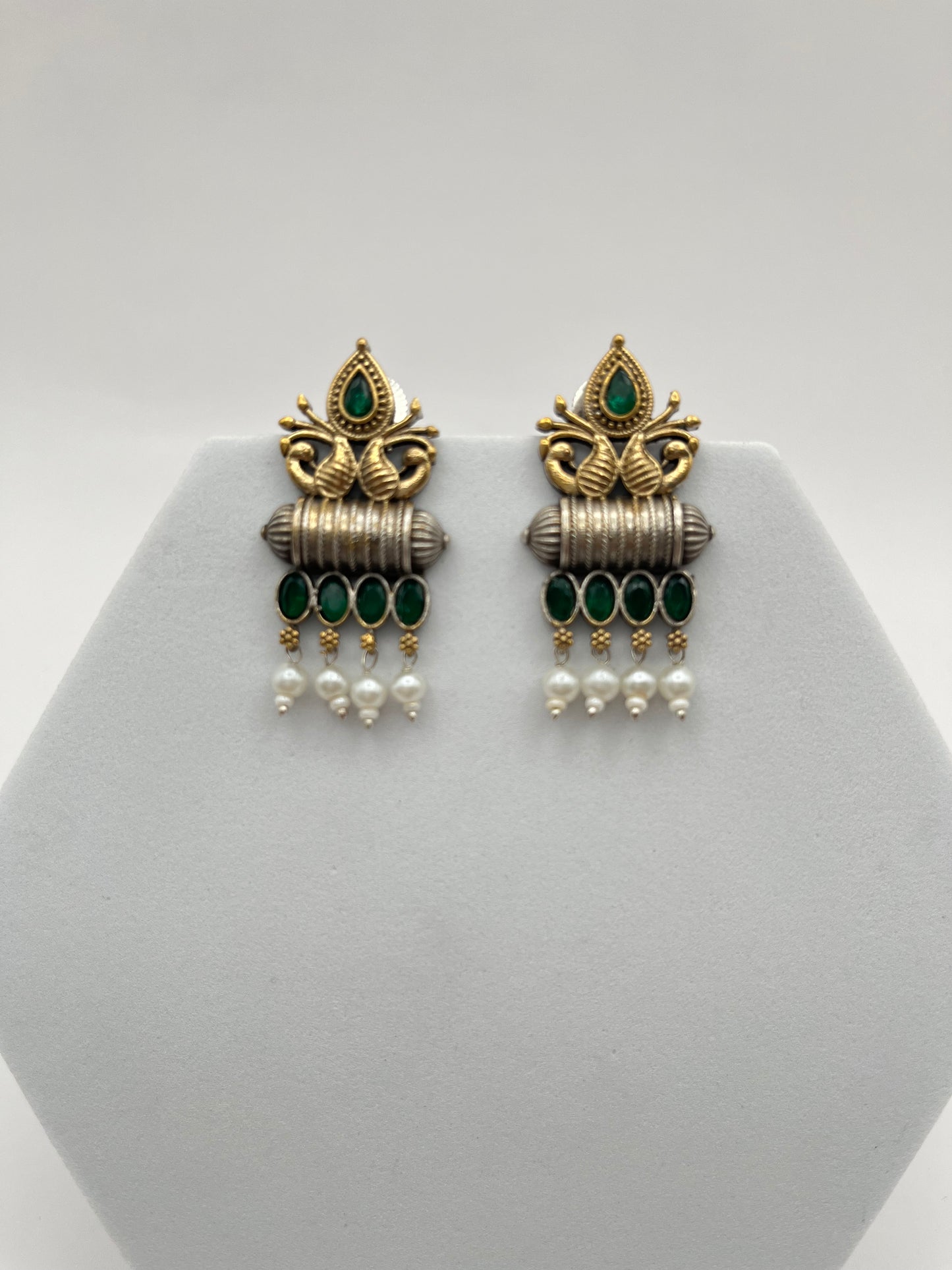 Vedika Green Dual Tone Earrings