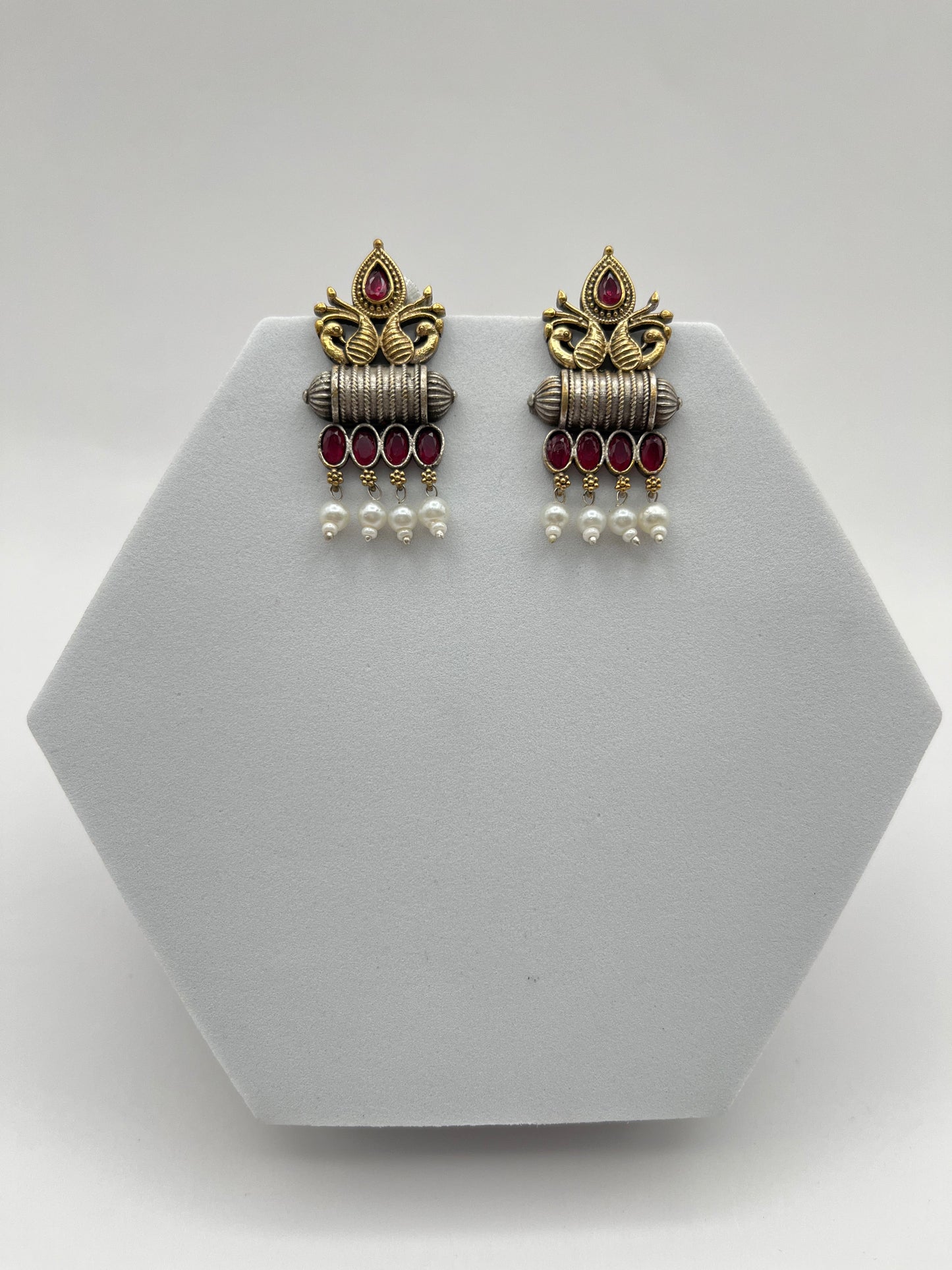 Vedika Pink Dual Tone Earrings