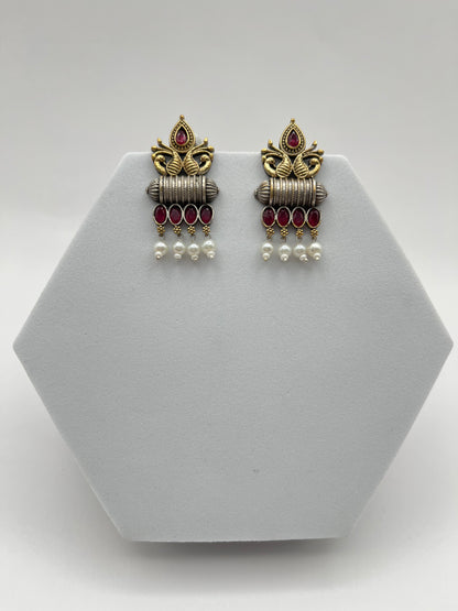 Vedika Pink Dual Tone Earrings