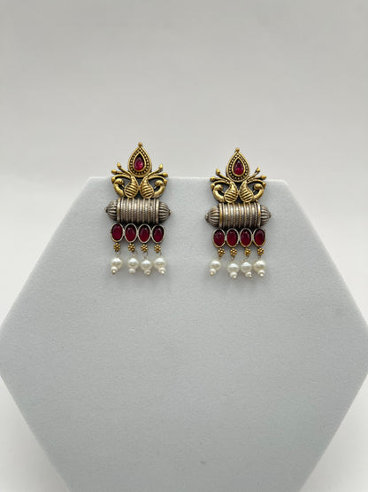 Vedika Pink Dual Tone Earrings