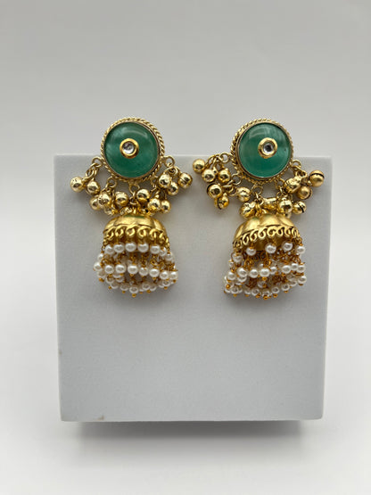 Namita Sea Green Golden Jhumki
