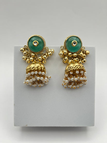 Namita Sea Green Golden Jhumki