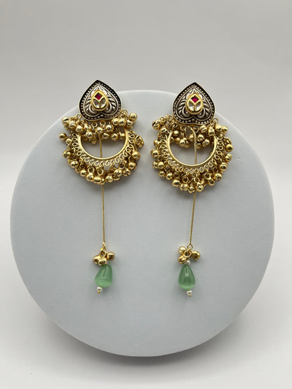 Dhruvika Golden Heart Kashmiri Chandbali